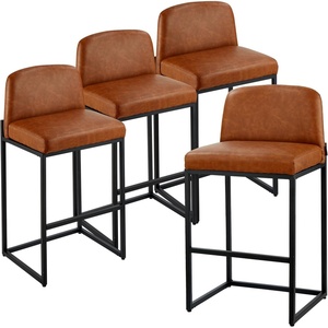 VEVOR Bar Stool Set, 27 inch Counter Height Swivel Stools, Modern PU Leather Counter Barstool with Backrest and Metal Legs, Armless Bar Chair, Island Barstool for Kitchen, Dining Room (Set of 4)