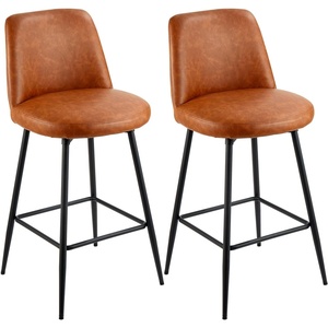VEVOR Bar Stool Set of 2, 27 inch Counter Height Swivel Stools, Modern PU Leather Counter Barstool with Backrest and Metal Legs, Armless Bar Chair, Island Barstool for Kitchen, Dining Room, Brown
