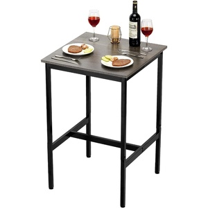VEVOR Bar Table and Chairs Set, 5PCS 47.2″ Bars Tables Set with Rounded Edge Design, Rectangular Pub Table with Four Stools for Living Room, Dining Room, Kitchen, Walnut Color, Black(24x24x36 inch)