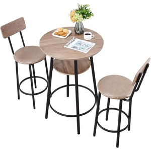 VEVOR Bar Table and Chairs Set, 5PCS 47.2″ Bars Tables Set with Rounded Edge Design, Rectangular Pub Table with Four Stools for Living Room, Dining Room, Kitchen, Walnut Color, Black(3PCS 23.5″)