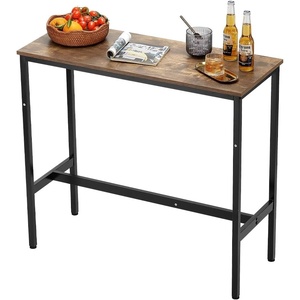 VEVOR Bar Table and Chairs Set, 5PCS 47.2″ Bars Tables Set with Rounded Edge Design, Rectangular Pub Table with Four Stools for Living Room, Dining Room, Kitchen, Walnut Color, Black(39x16x36 inch)