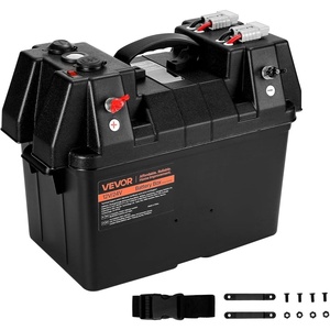 VEVOR Battery Box, Group 24-27 Trolling Motor Battery Box, 12V/24V Marine Batteries Case with PP Shell and Dual Straps, Smart Batteries Case, Suitable for Trolling Motor, Marine,RV & Solar Panel(Battery Box-for Group 24-31)