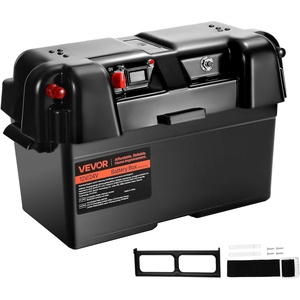 VEVOR Battery Box, Group 24-27 Trolling Motor Battery Box, 12V/24V Marine Batteries Case with PP Shell and Dual Straps, Smart Batteries Case, Suitable for Trolling Motor, Marine,RV & Solar Panel(Battery Box-for Group 24-27)