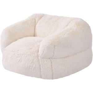 VEVOR Bean Bag Chair, BeanBag Sofa Chair with Armrests for Adults, Fluffy Plush & High-Density Foam Filling Adult Bean Bag with Zapper, Comfy Lazy Sofa Chair Ideal for Living Room, Bedroom, Beige