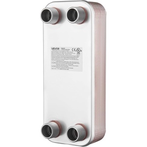 VEVOR Brazed Plate Heat Exchanger, EATB28-80 5″x12″ 80 Plates, Copper 316L Stainless Steel for Floor Heating Water Heating Snow Melting Beer Cooling(20 Plates)