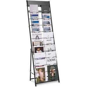 VEVOR Brochure Display Rack, 20 Pockets Magazine Literature Display Stand, Portable Floor Standing Magazine Rack, Metal Newspaper Catalog Holders for Shop, Exhibitions, Office, Trade Show, Black