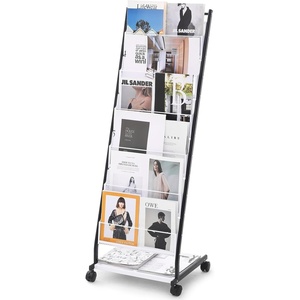 VEVOR Brochure Display Rack, 4-Tier Magazine Literature Display Stand with Wheels, Movable Floor Standing Magazine Rack, Heavy Duty Newspaper Catalog Holders for Shop Exhibitions Office Craft Fairs(6-Tier (18.7″ W))