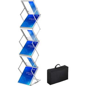 VEVOR Brochure Display Rack, Foldable 5 Pockets Magazine Literature Display Stand, Movable Floor Standing Magazine Rack with Wheels, Metal Newspaper Catalog Holders for Shop Exhibitions Office Show(6 Pockets)