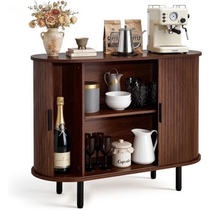 VEVOR Buffet Cabinet, 40″ Sideboard Cabinet with Storage, Mid Century Modern Cabinet with Adjustable Shelves & Sliding Doors, Sideboard Buffet for Hallway, Entryway, Living Room, or Kitchen, Walnut