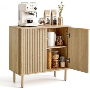 VEVOR Buffet Cabinet, Sideboard Cabinet with 2-Tier Storage, Coffee Bar Cabinet with Adjustable Shelves, Fluted Sideboard Buffet for Hallway, Entryway, Living Room, or Kitchen, Oak(2pcs)(Oak)