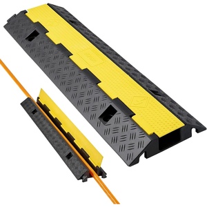 VEVOR Cable Protector Ramp, 1 Channel Heavy Duty 39.37” Rubber Cord Hose Wire Cover, 2.76”W x 1.97”H Channel Size, Traffic Speed Bump with Flip-Open Top Cover, for Indoor Outdoor Use