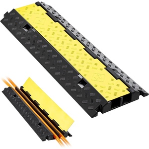 VEVOR Cable Protector Ramp, 2 Channel Heavy Duty 39.37” Rubber Cord Hose Wire Cover, 2.2”W x 2”H Large Channel Size, Traffic Speed Bump with Flip-Open Top Cover, for Indoor Outdoor Use