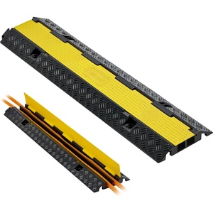 VEVOR Cable Protector Ramp, 22,000 lbs/axle Capacity, 2 Channel Heavy Duty Rubber Cord Hose Wire Cover, 1.3 x 1.2 in Channel, Traffic Speed Bump with Flip-Open Top Cover, for Indoor Outdoor, 1 Pack(2 Channel-1PC)