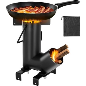 VEVOR Camping Rocket Stove, Wood Burning Portable Rocket Stove with Carrying Bag for Backpacking, Carbon Steel, Burn Wood, Twigs or Sticks for Outdoor Cooking, Backyard, Camp Cooking, Heating, Black(Rocket Type)