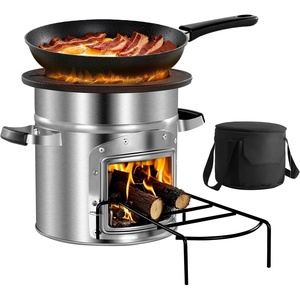 VEVOR Camping Rocket Stove, Wood Burning Portable Rocket Stove with Carrying Bag for Backpacking, Stainless Steel, Single Door, Burn Wood, Twigs or Sticks for Outdoor Cooking, Backyard, Camp Cooking