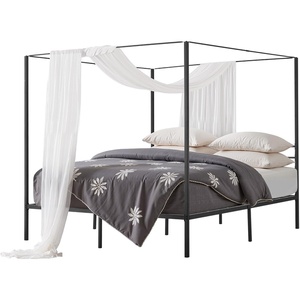 VEVOR Canopy Bed Frame King Size, Metal Canopy Bed with Four Posters Design, Heavy Duty Steel Slats Support, Underbed Storage Space, No Box Spring Needed, Easy Assembly, Black(King)