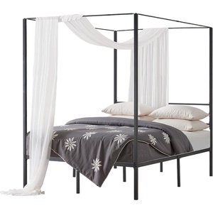 VEVOR Canopy Bed Frame King Size, Metal Canopy Bed with Four Posters Design, Heavy Duty Steel Slats Support, Underbed Storage Space, No Box Spring Needed, Easy Assembly, Black(Full)