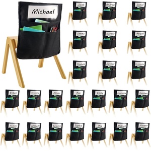 VEVOR Chair Pockets for Classroom, 12 Pack, 18 x 20 Inches Chairback Buddy Pocket with Name Tag, Back of Chair Organizer for Kids in Classroom, Kindergarten, School, and Home, Black(Black 24 Pack)