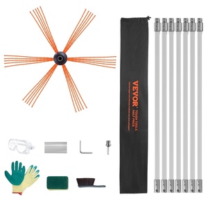 VEVOR Chimney Cleaning Kit, 23 Feet, Fireplace Sweep with 7 90-Degree Flexible Nylon Brush Rods, 275.5 in Max. Extendable Length, Storage Bag, for Square Rectangular Arched Chimney Fireplace Flue Pipe