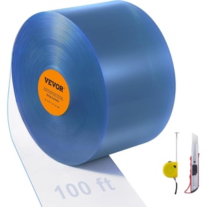 VEVOR Clear PVC Strip Curtain, 50 ft Length x 8 in Width, Plastic Door Strip Bulk Roll, Walk in Freezer Cooler Curtain Strips for Doorways of Supermarket, Garage, Warehouse, Barn, Pet Animal House(100″ L x 12″ W)