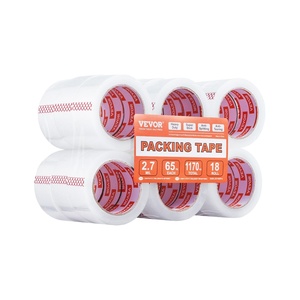 VEVOR Clear Packing, 1.5 inches Core, 6 Rolls 1.88 Inches x 25 Yards Packing Tape with Dispenser, 2.7 Mil Heavy Duty Packaging Tape Designed for Moving, Storage and Packing, Shipping and Mailing(18)