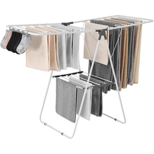VEVOR Clothes Drying Rack, 2-Tier Foldable Laundry Dryer Rack with Sock Clips & 31 Dry Rods, Metal Height Adjustable Drying Racks for Outdoor & Indoor, Free-Standing & Space-Saving Hanger, White(54.5″D x 23.6″W x 39.4″H)
