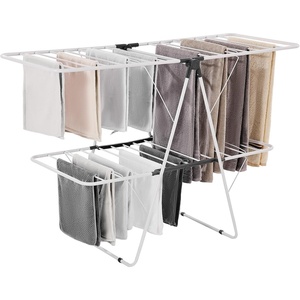 VEVOR Clothes Drying Rack, 2-Tier Foldable Laundry Dryer Rack with Sock Clips & 31 Dry Rods, Metal Height Adjustable Drying Racks for Outdoor & Indoor, Free-Standing & Space-Saving Hanger, White(59″D x 23.6″W x 41.7″H)