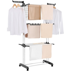 VEVOR Clothes Drying Rack, 4-Tier Foldable Laundry Dryer Rack, Metal Drying Racks with 24 Drying Rods, Free-Standing and Portable Hanger with 4 Castors and Two Side Wings for Outdoor & Indoor Use(4 Tier – 49.5″D x 25″W x 67.5″H)