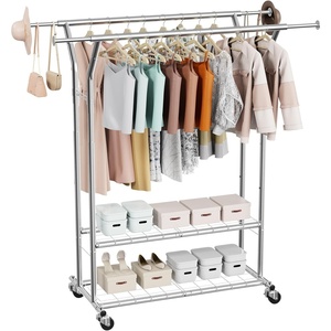 VEVOR Clothes Rack, Rolling Clothing Garment Rack, Extendable Carbon Steel Clothing Racks with Wheels for Bedroom, Laundry, Living Room(Modern)