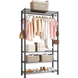 VEVOR Clothing Garment Rack, Heavy Duty Closet Wardrobe, Adjustable Tiers Clothes Racks with Steel Frame, for Bedroom, Clothing Store, Hallway(S1 Medium)