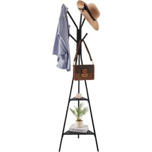 VEVOR Coat Rack, Freestanding Coats Rack Stand with Stable Marble Base & 8 Hooks, Free Standing Hall Coat Tree for Entryway, Bedroom, Office, Living Room, Modern Clothes Hanger for Coats, Hats, Bags(2 Shelves)