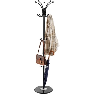 VEVOR Coat Rack Freestanding, Coats Tree Stand with Stable Marble Base & 6 Hooks, Free Standing Hall Coat Rack for Entryway, Bedroom, Office, Living Room, Modern Clothes Hanger for Coats, Hats, Bags(with Umbrella Holder)