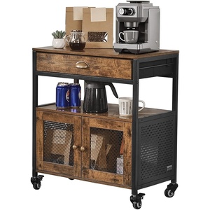 VEVOR Coffee Bar Cabinet, 24 Inch Farmhouse Bar Cabinet with Storage, Movable Coffee Table with Wheels & Mesh Door, Sideboard Buffet for Kitchen, Entryway