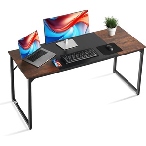 VEVOR Computer Desk, 63 Inch Office Gaming Desk for Home Office, Writing Study Work Modern Simple Table with Metal Frame for Large Legroom, Rustic Brown and Black(63″ * 23.6″)