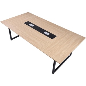 VEVOR Conference Table, 6 ft Oval Office Meeting Table for 6-8 Person, Modern Seminar Desk with Metal Legs, Large Meeting Desk for Office, Boardroom, Conference Room, Easy Assembly, Black & Brown(8 FT Rectangle)
