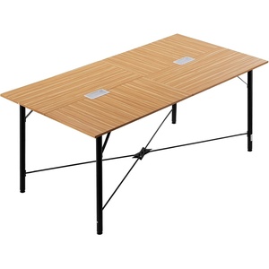 VEVOR Conference Table, 6 ft Oval Office Meeting Table for 6-8 Person, Modern Seminar Desk with Metal Legs, Large Meeting Desk for Office, Boardroom, Conference Room, Easy Assembly, Black & Brown(6 FT Rectangle)