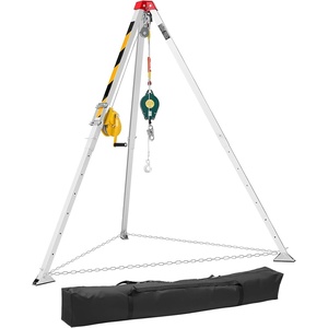 VEVOR Confined Space Tripod Kit, Heavy Duty Rescue Tripod Lifting Hoist 1200 lbs Winch, 4.1 ft Adjustable Legs, 98.5 ft Cable Portable Kit, 32.8 ft Fall Protection, 4.40-7.05 ft Working Height(1200lbs 65ft)