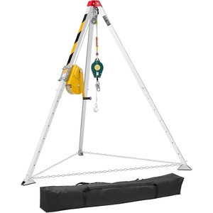 VEVOR Confined Space Tripod Kit, Heavy Duty Rescue Tripod Lifting Hoist 1200 lbs Winch, 4.1 ft Adjustable Legs, 98.5 ft Cable Portable Kit, 32.8 ft Fall Protection, 4.40-7.05 ft Working Height(1800lbs 65ft)
