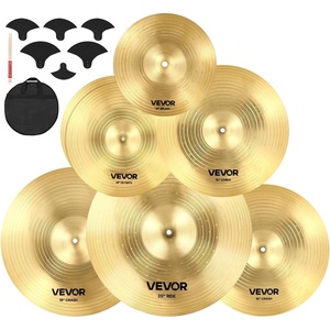 VEVOR Cymbal Pack, 7 Pieces Cymbals for Drum Set, Alloy Cymbals Drum Set Includes 14″ Hi-Hats, 16″ Crash, 18″ Crash, 20″ Ride, 10″ Splash, 16″ China, Drumsticks & Cymbal Bag(10″/14″/16″/18″/20″-7PCs)