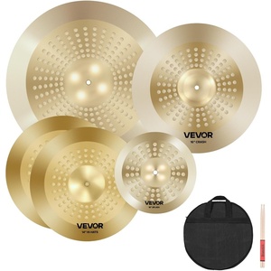 VEVOR Cymbal Pack, 7 Pieces Cymbals for Drum Set, Alloy Cymbals Drum Set Includes 14″ Hi-Hats, 16″ Crash, 18″ Crash, 20″ Ride, 10″ Splash, 16″ China, Drumsticks & Cymbal Bag(10″/14″/16″/20″-5PCs-Premium)