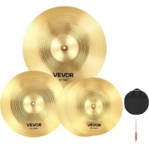 VEVOR Cymbal Pack, 7 Pieces Cymbals for Drum Set, Alloy Cymbals Drum Set Includes 14″ Hi-Hats, 16″ Crash, 18″ Crash, 20″ Ride, 10″ Splash, 16″ China, Drumsticks & Cymbal Bag(14″/16/”/20″-4PCs)