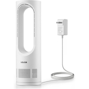 VEVOR Desk Fan Bladeless, 17 inch Office Table Fan Small Quite, 5 Speeds Adjustment, 0-9H Timer, 60-Degree Oscillation, Touch Control, Easy to Clean, Portable for Office, Living Room, Bedroom