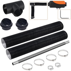 VEVOR Diesel Heater Pipe Ducting Set, 3″ Extendable Air Duct Hose, 1″ Stainless Steel Exhaust Pipe, 2 Air Vents, Tee Air Outlet Connector and Hose Clamps, for 2KW/5KW/8KW Diesel Parking Heaters(Diesel Heater Pipe Ducting Set)
