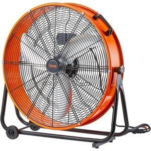 VEVOR Drum Fan, 24 Inch 8700 CFM High Velocity Heavy Duty Floor Shop Fan, 3-Speed, 5ft Cord, 360°Adjustable Tilting, Commercial Industrial Use for Warehouse, Workshop, Factory, Basement(24 Inch Industrial Drum Fan  3-Speed)