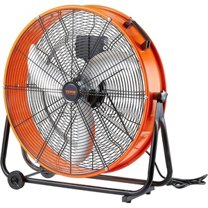 VEVOR Drum Fan, 24 Inch 8700 CFM High Velocity Heavy Duty Floor Shop Fan, 3-Speed, 5ft Cord, 360°Adjustable Tilting, Commercial Industrial Use for Warehouse, Workshop, Factory, Basement(24 Inch Industrial Drum Fan  3-Speed with Timer)