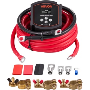 VEVOR Dual Battery Isolator Kit, 12V 300 Amp 20 ft 2AWG, Manual and Automatic VSR Voltage Sensitive Relay with Voltmeter, LCD Screen, Smart Battery Isolator, Compatible with Lithium Batteries, for UTV(300 AMP Kit for Lithium)