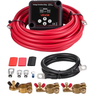 VEVOR Dual Battery Isolator Kit, 12V 300 Amp 20 ft 2AWG, Manual and Automatic VSR Voltage Sensitive Relay with Voltmeter, LCD Screen, Smart Battery Isolator, Compatible with Lithium Batteries, for UTV(140 AMP Kit for Lithium)