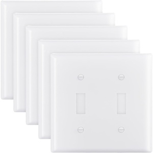 VEVOR Duplex Outlet Covers, 10 Pack 1-Gang Standard Size Wall Plates, Unbreakable and Impact-Resistant Polycarbonate Thermoplastic, Dual Receptacle Faceplate, for Light Receptacle Outlet Switch,White(Toggle)