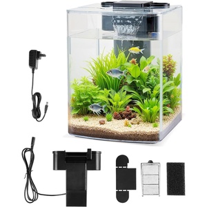 VEVOR Fish Tank Aquarium, 2 Gallon Arch Ultra-Clear GPPS Starter Smart Tank Adjustable 3 Color Lighting, Self Cleaning System Fishbowl for Freshwater & Saltwater Fish Home, Office, or Pet Use(2 Gallon)