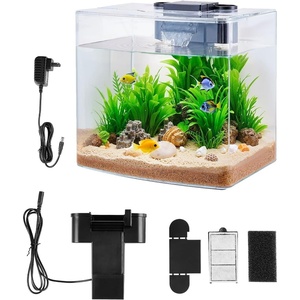 VEVOR Fish Tank Aquarium, 2 Gallon Arch Ultra-Clear GPPS Starter Smart Tank Adjustable 3 Color Lighting, Self Cleaning System Fishbowl for Freshwater & Saltwater Fish Home, Office, or Pet Use(3.5 Gallon)